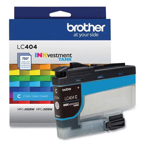 BROTHER BROTHER INKvestment Ink, 750 Page-Yield, Cyan - LC404CS