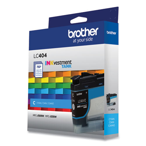 BROTHER BROTHER INKvestment Ink, 750 Page-Yield, Cyan - LC404CS