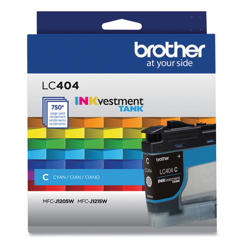 BROTHER BROTHER INKvestment Ink, 750 Page-Yield, Cyan - LC404CS