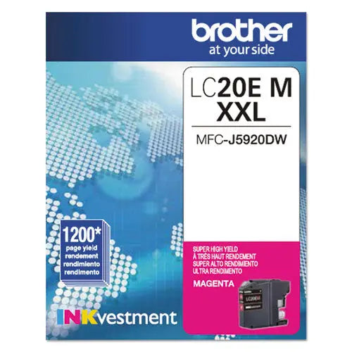 BROTHER BROTHER INKvestment Super High-Yield Ink, 1,200 Page-Yield, Magenta - LC20EM