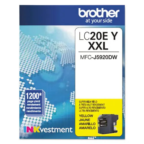 BROTHER BROTHER INKvestment Super High-Yield Ink, 1,200 Page-Yield, Yellow - LC20EY