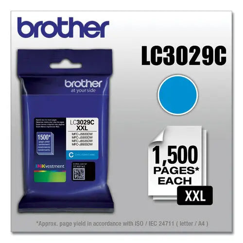BROTHER BROTHER INKvestment Super High-Yield Ink, 1,500 Page-Yield, Cyan - LC3029C