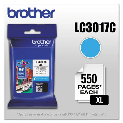 BROTHER BROTHER Innobella High-Yield Ink, 550 Page-Yield, Cyan - LC3017C