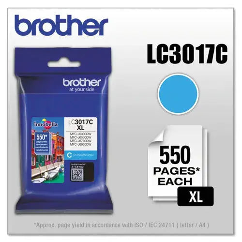 BROTHER BROTHER Innobella High-Yield Ink, 550 Page-Yield, Cyan - LC3017C