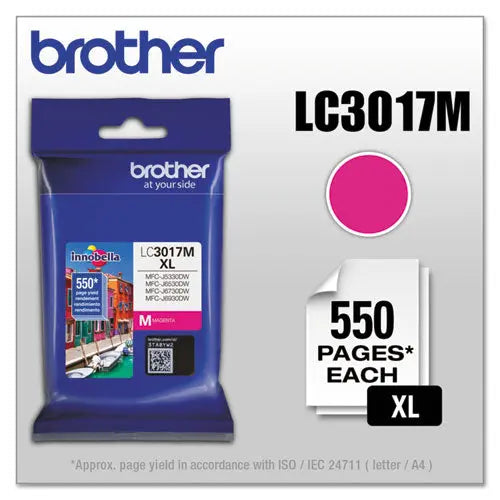 BROTHER BROTHER Innobella High-Yield Ink, 550 Page-Yield, Magenta - LC3017M
