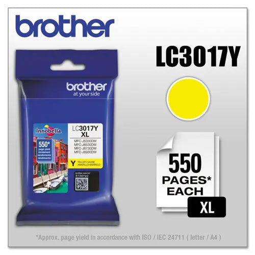 BROTHER BROTHER Innobella High-Yield Ink, 550 Page-Yield, Yellow - LC3017Y