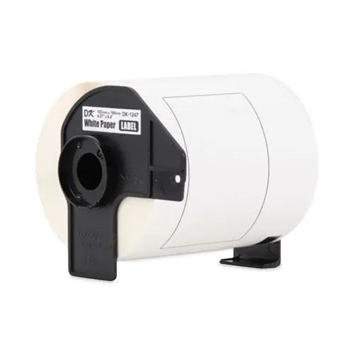 BROTHER BROTHER Label Tape, 4.07" x 6.4", Black on White, 180 Labels/Roll - DK1247