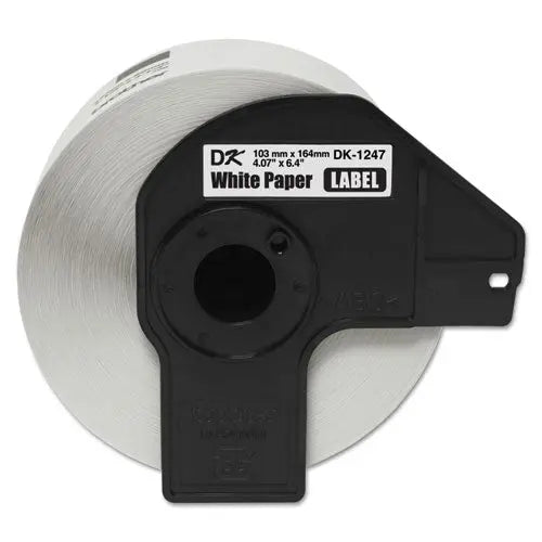 BROTHER BROTHER Label Tape, 4.07" x 6.4", Black on White, 180 Labels/Roll - DK1247