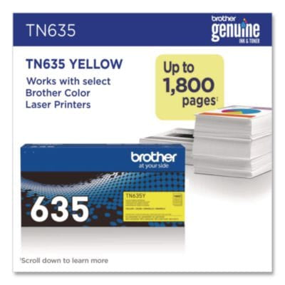 BROTHER Printer Consumables TN635 Toner, 1,800 Page-Yield, Yellow - TN635Y