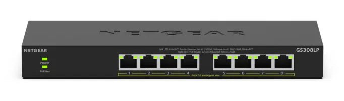 NETGEAR GS308LP Unmanaged Gigabit Ethernet (10/100/1000) Power over Ethernet (PoE) Desktop Black - GS308LP-100NAS
