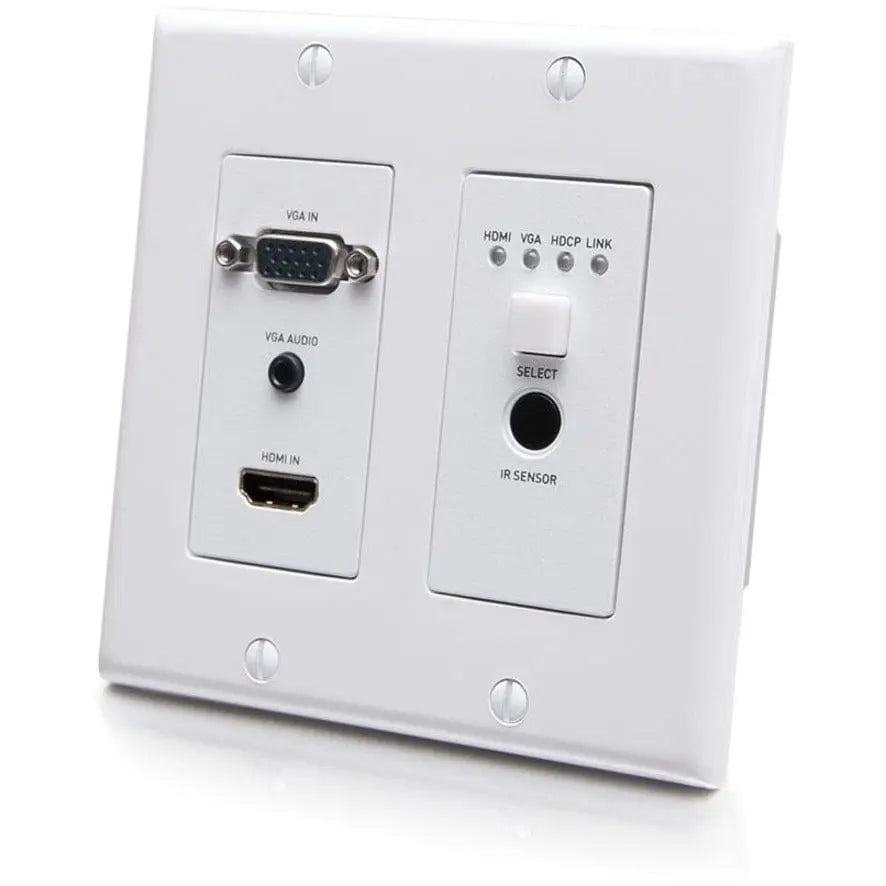 C2G C2G 1 HDMI+VGA Wall Plate TX - 2 Input Device - 230 ft Range - 1 x Network (RJ-45) - 1 x HDMI In - 1 x VGA In - 4K UHD - Twisted Pair - Category 6a - Wall Plate - C2G30017