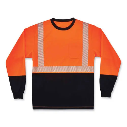 C2G C2G GloWear 8281BK Class 2 Long Sleeve Shirt with Black Bottom, Polyester, Medium, Orange - 22683