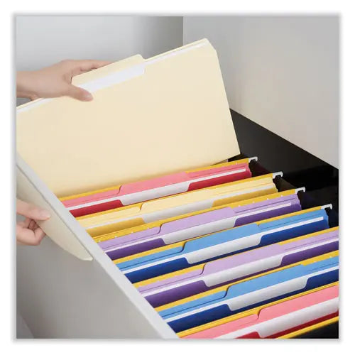C2G C2G Interior File Folders, 1/3-Cut Tabs: Assorted, Legal Size, 9.5-pt Manila, 100/Box - 15213