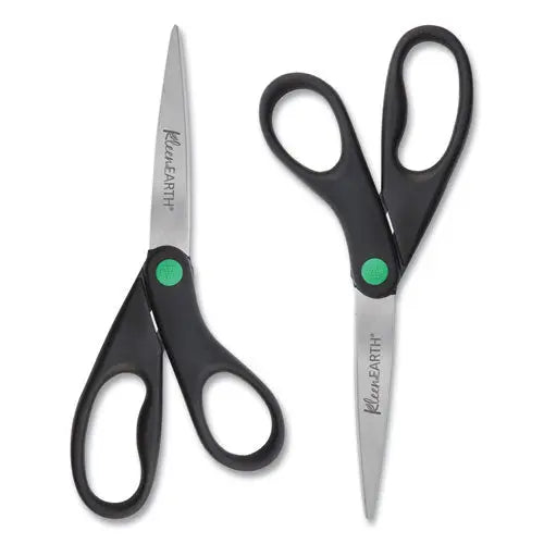 C2G C2G KleenEarth Scissors, 8" Long, 3.25" Cut Length, Straight Black Handle, 2/Pack - 15179