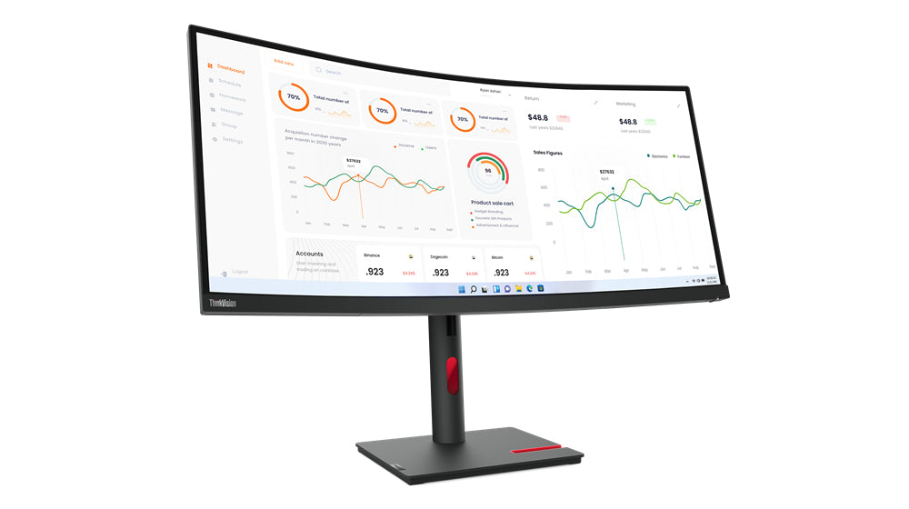 Lenovo ThinkVision T34w-30 LED display 86.4 cm (34") 3440 x 1440 pixels Wide Quad HD Black - 63D4ZAR1US