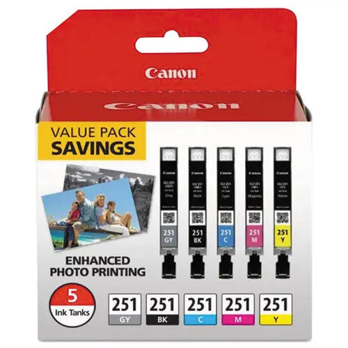 CANON 6513B011 (CLI-251) Ink, Black/Cyan/Gray/Magenta/Yellow - 6513B011