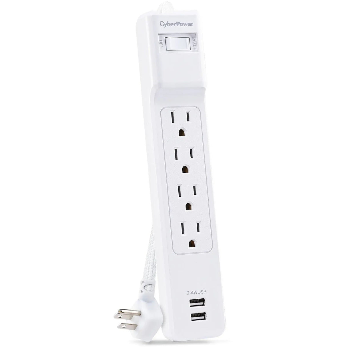 CYBERPOWER CyberPower Home Office P406U 4-Outlet Surge Suppressor/Protector - 2 x USB, 4 x NEMA 5-15R - 500 J - 120 V AC Input - Audio/Video - P406U