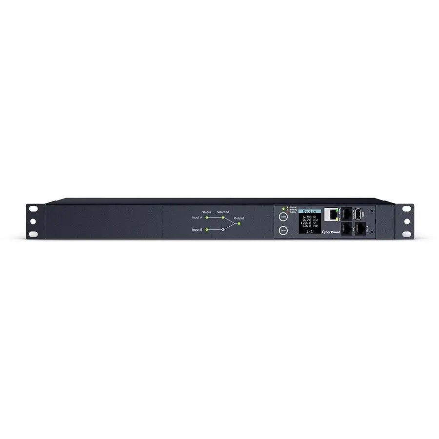 CYBERPOWER CyberPower Switched ATS PDU PDU44001 10-Outlets PDU - Switched - NEMA 5-15P - 10 x NEMA 5-15R - 120 V AC - Network (RJ-45) - 1U - Horizontal - Rack-mountable