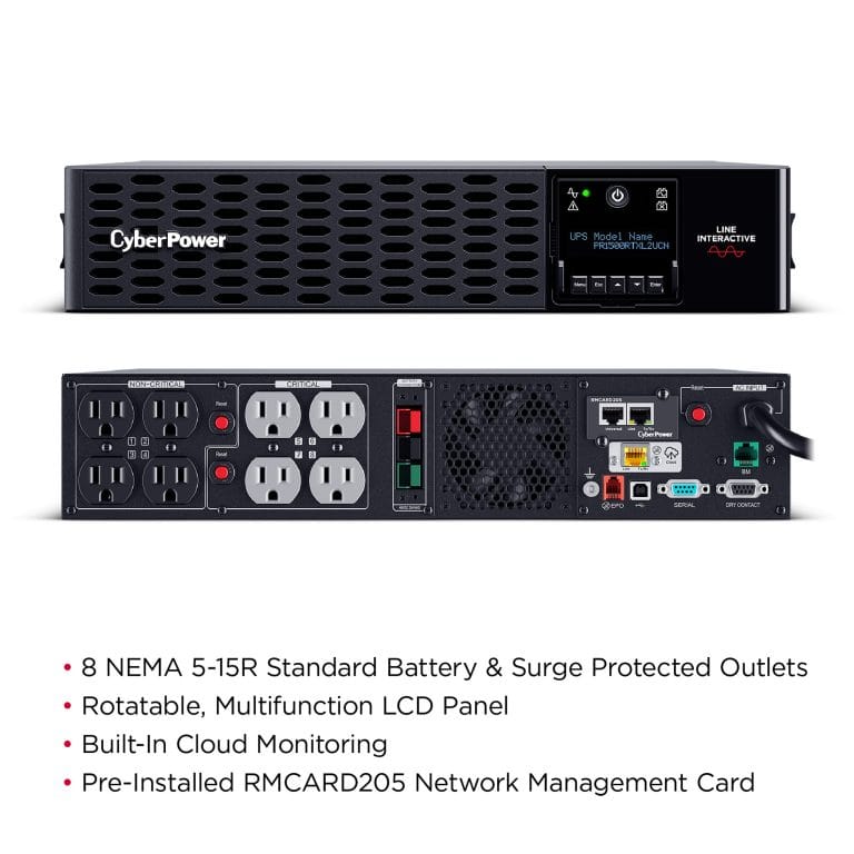 CYBERPOWER UPS CyberPower Smart App Sinewave uninterruptible power supply (UPS) Line-Interactive 1.5 kVA 1500 W 8 AC outlet(s) - PR1500RTXL2UCN