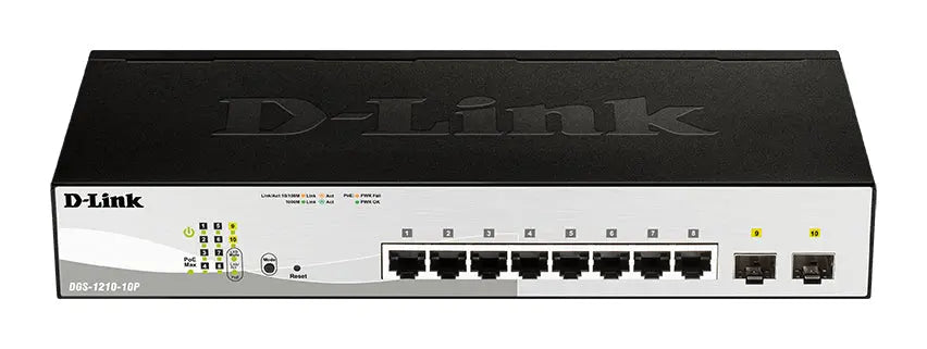 D-LINK D-Link 10-Port Gigabit Smart Managed Switch including 2x SFP ports - DGS-1210-10P