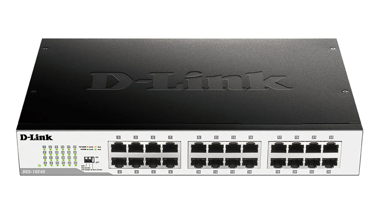 D-LINK D-Link DGS-1024D network switch Unmanaged Gigabit Ethernet (10/100/1000) 1U Black, Silver - DGS-1024D