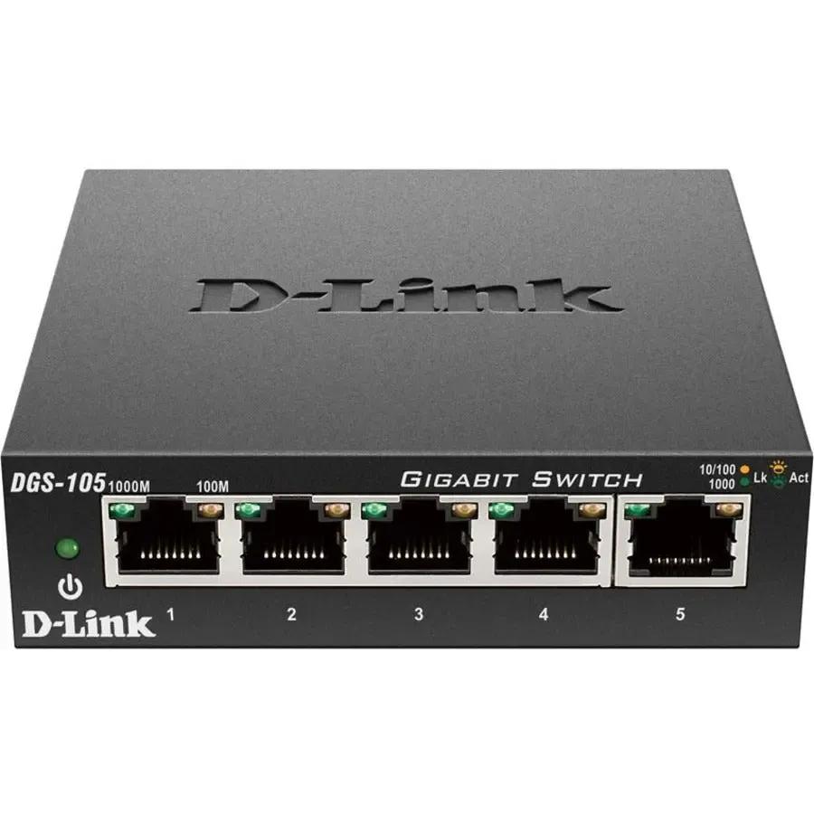 D-LINK D-Link DGS-105 5 Port Gigabit Unmanaged Metal Desktop Switch - 5 Port Gigabit Unmanaged Metal Desktop Switch - DGS-105