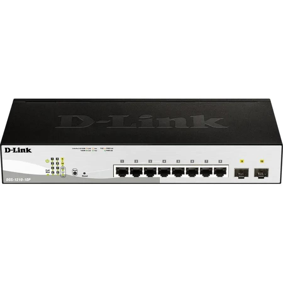 D-LINK D-Link DGS-1210-10MP Ethernet Switch - 8 Ports - Manageable - Gigabit Ethernet - 1000Base-T, 1000Base-X - 3 Layer Supported - Modular - 2 SFP Slots - Power Supply - Twisted Pair, Optical Fiber - Lifet - DGS-1210-10MP