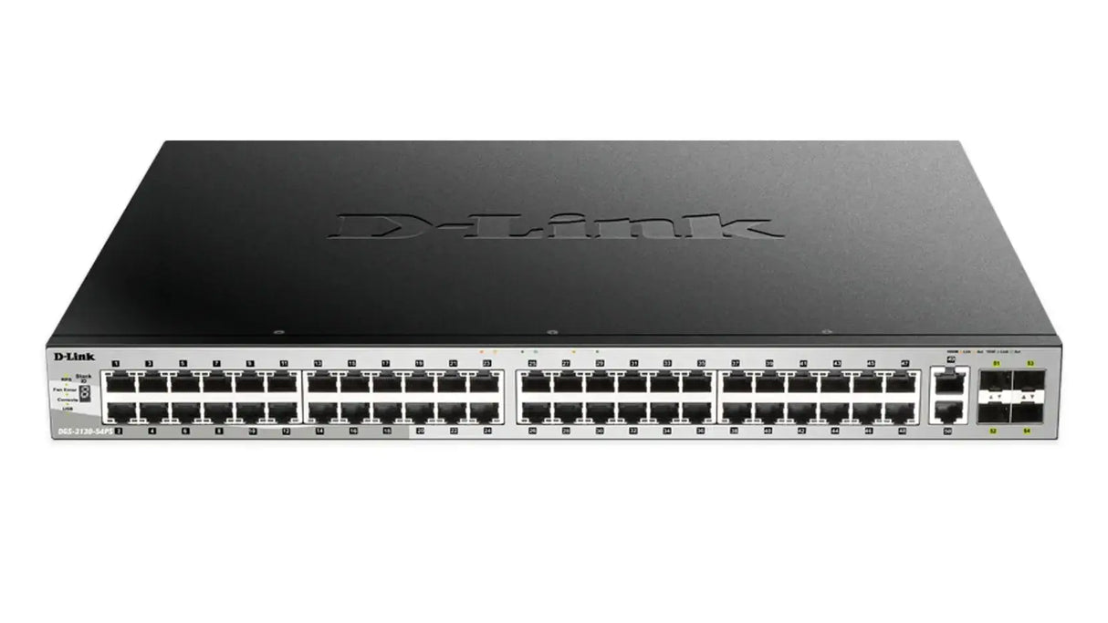 D-LINK D-Link DGS-3130-54PS Managed L3 Gigabit Ethernet (10/100/1000) Power over Ethernet (PoE) Black, Grey - DGS-3130-54PS
