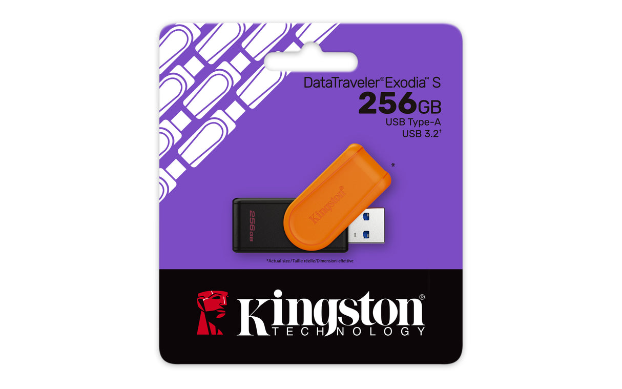 Kingston Technology DataTraveler 256GB Portable USB 3.2 Gen 1 Exodia S (Black/Orange) - DTXS/256GB