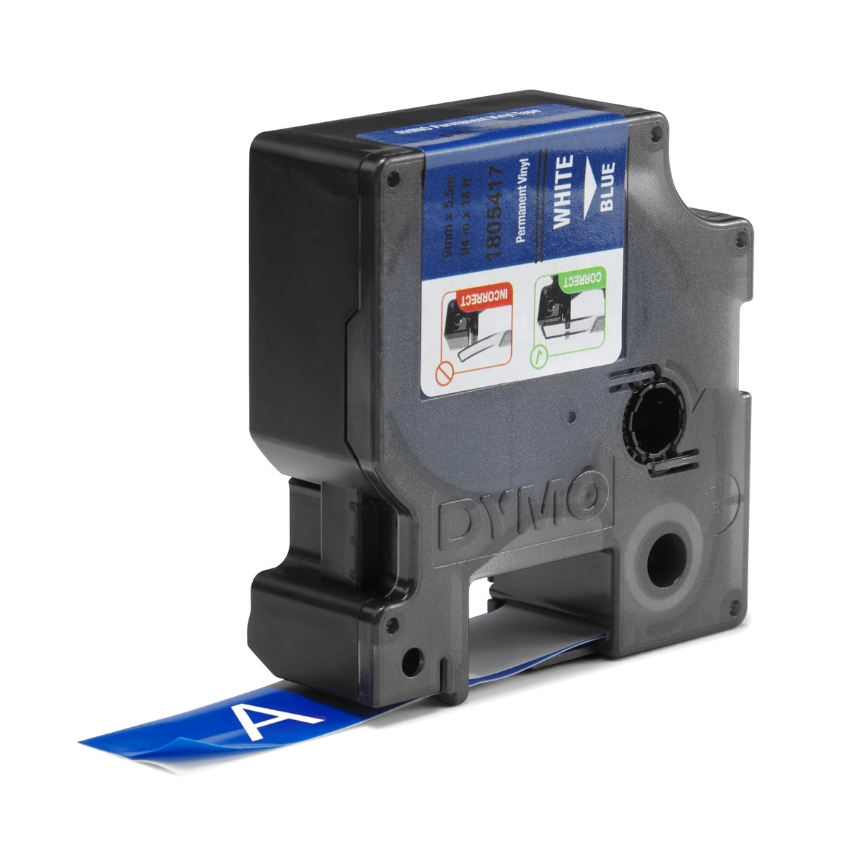 DYMO Rhino Industrial Vinyl Labels | 19 mm x 5.5 m | White Print on Blue | Self-Adhesive | for LabelManager & Rhino Label Makers - 1805417 DYMO