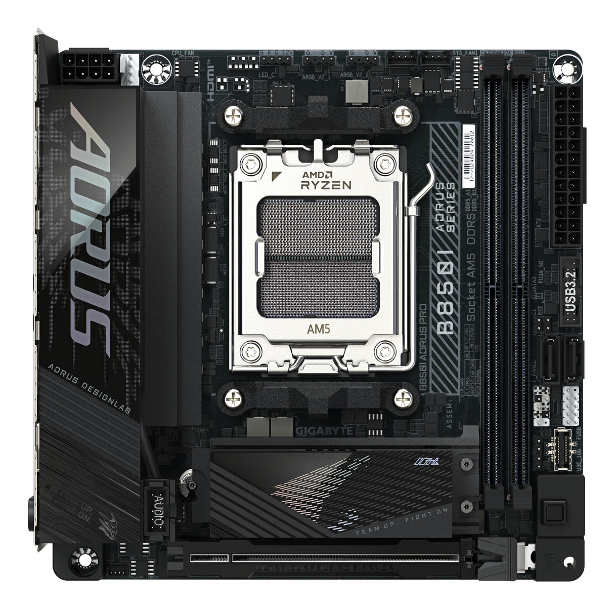 GIGABYTE B850I AORUS PRO Motherboard - AMD Ryzen 9000 Series CPUs, 8+2+1 Phases Digital VRM, up to 8400MHz DDR5 (OC), 1xPCIe 5.0 + 1xPCIe 4.0 M.2, 2.5LAN, WIFI 7, USB 3.2 Gen 2 - B850I AORUS PRO