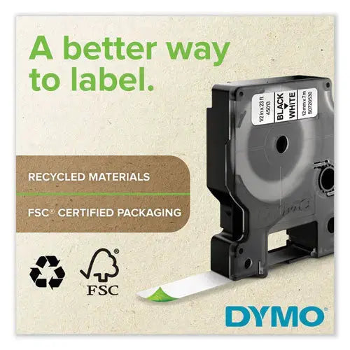 DYMO DYMO D1 High-Performance Polyester Removable Label Tape, 0.75" x 23 ft, Black on White - 45803