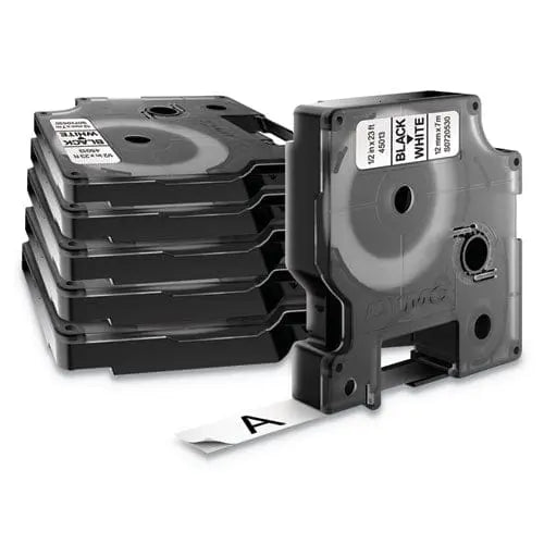 DYMO DYMO D1 Standard Labels, 0.5" x 23 ft, Black Print on White Tape, 6/Pack - 2025517