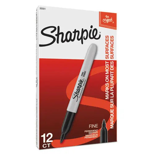 DYMO DYMO Fine Tip Permanent Marker, Fine Bullet Tip, Black, Dozen - 30001B
