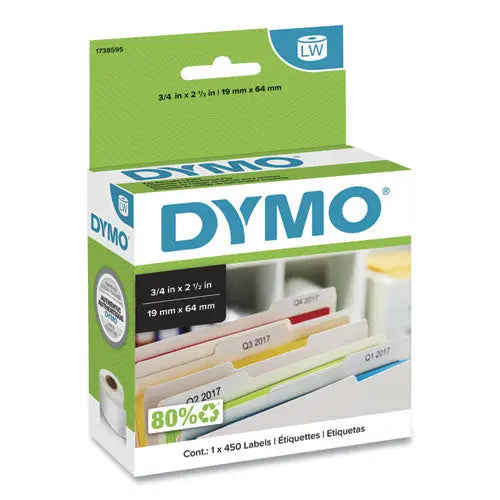 DYMO DYMO LabelWriter Bar Code Labels, 0.75" x 2.5", White, 450 Labels/Roll - 1738595