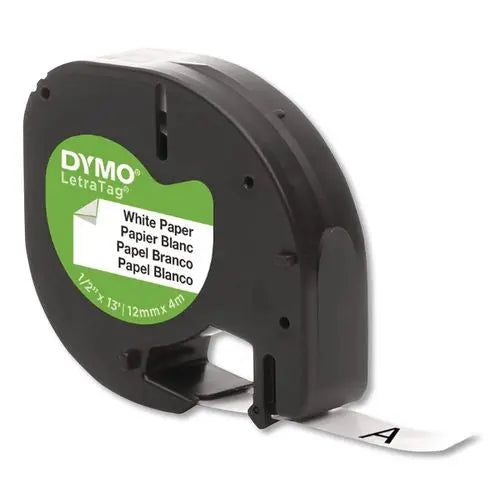 DYMO DYMO LetraTag Paper Label Tape Cassettes, 0.5" x 13 ft, White, 2/Pack - 10697