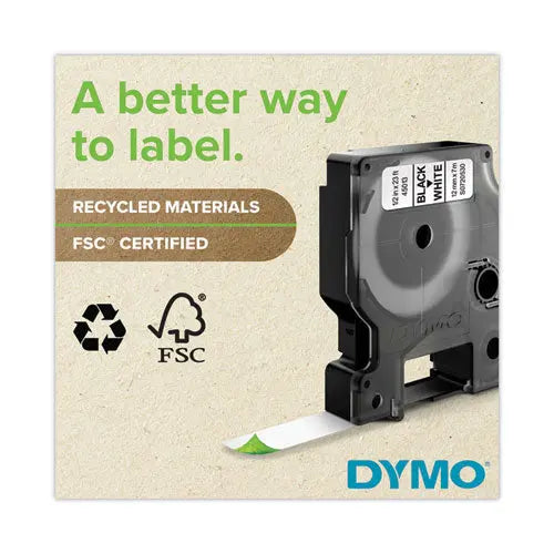 DYMO DYMO Rhino Permanent Poly Industrial Label Tape, 0.5" x 18 ft, White/Black Print - 18483