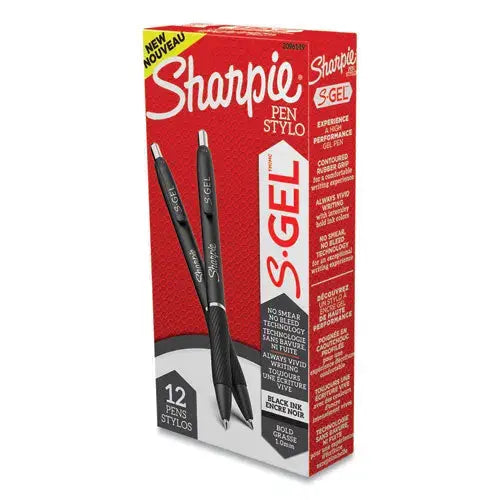 DYMO DYMO S-Gel High-Performance Gel Pen, Retractable, Bold 1 mm, Black Ink, Black Barrel, Dozen - 2096149