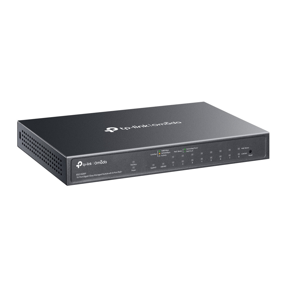 TP-Link Omada 10-Port Gigabit Easy Managed Switch with 8-Port PoE+ - ES210GMP