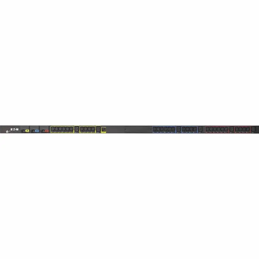 EATON Eaton Basic rack PDU, 0U, L21-30P input, 8.64 kW max, 120/208V, 24A, 10 ft cord, Three-phase, Outlets: (1) 5-20R, (30) C13 Outlet grip, (6) C19 Outlet grip - ePDU G3 Basic 38U-A; 8.64 KW; IN: L21-30P ... - EBA310-10