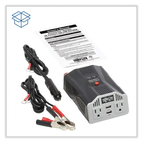 EATON EATON PowerVerter Ultra-Compact Car Inverter, 400 W, Two AC Outlets/Two USB Ports, 3.1 A - PV400USB