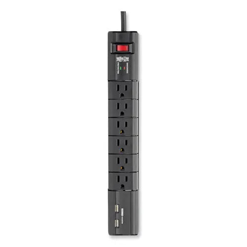 EATON EATON Protect It! Surge Suppressor, 6 AC Outlets/2 USB Ports, 8 ft Cord, 1,080 J, Black - TLP608RUSBB