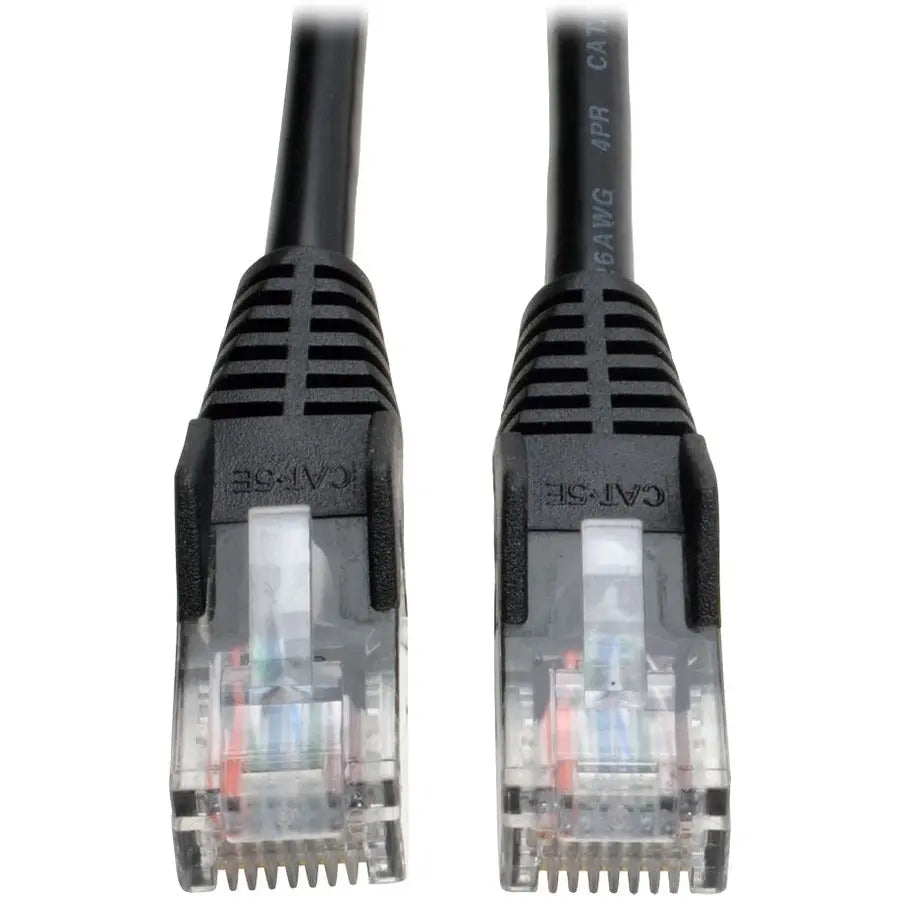 EATON Tripp Lite 100ft Cat5e Cat5 Snagless Molded Patch Cable RJ45 M/M Black 100' - Category 5e - 100ft - 1 x RJ-45 Male Network - 1 x RJ-45 Male Network - Black - N001-100-BK