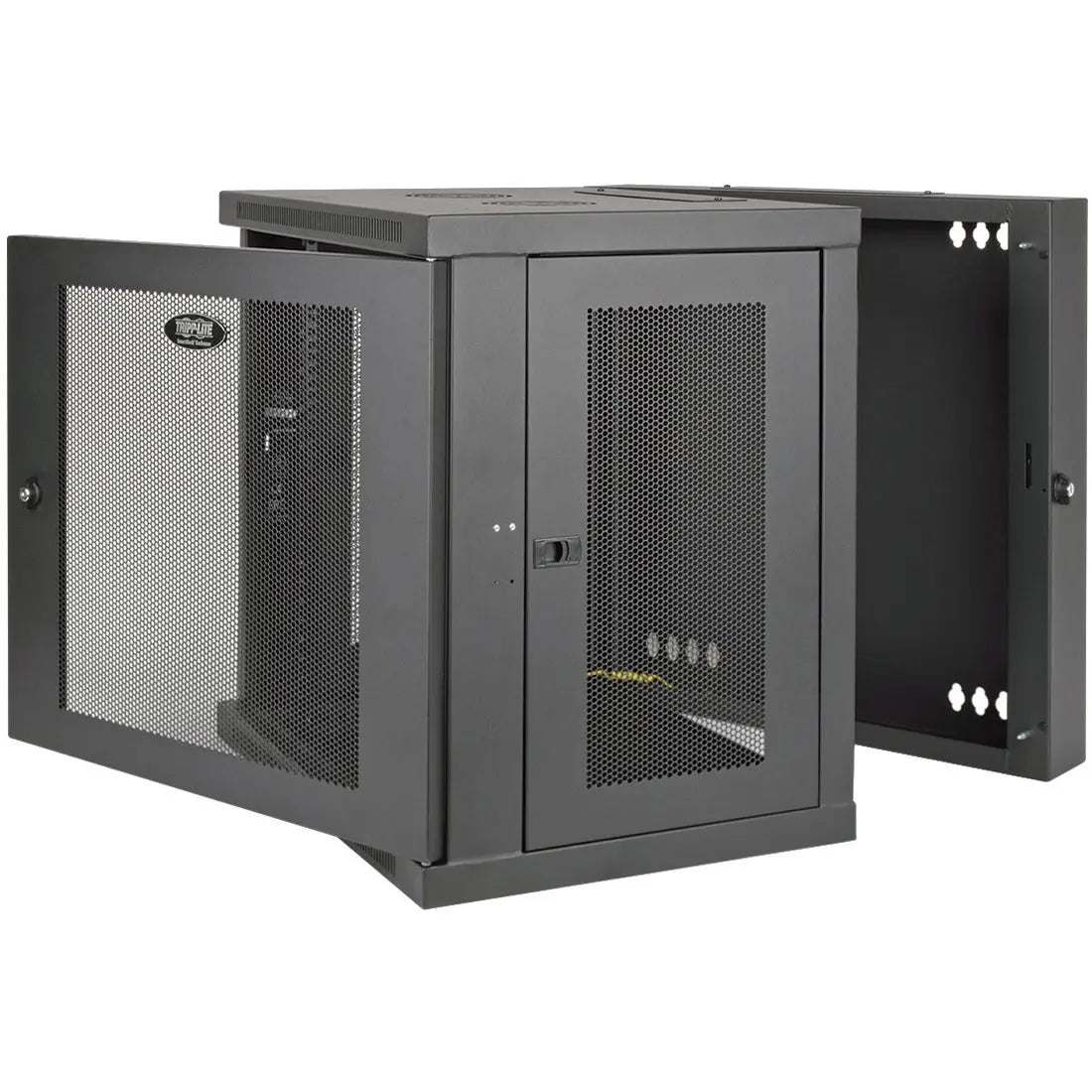 EATON Tripp Lite 12U Wall Mount Rack Enclosure Server Cabinet Swinging Hinged Door Deep - For UPS - 12U Rack Height x 19" Rack Width x 24.50" Rack Depth - Wall Mountable - Black - 200 lb Maximum Weight Capa - SRW12USDP