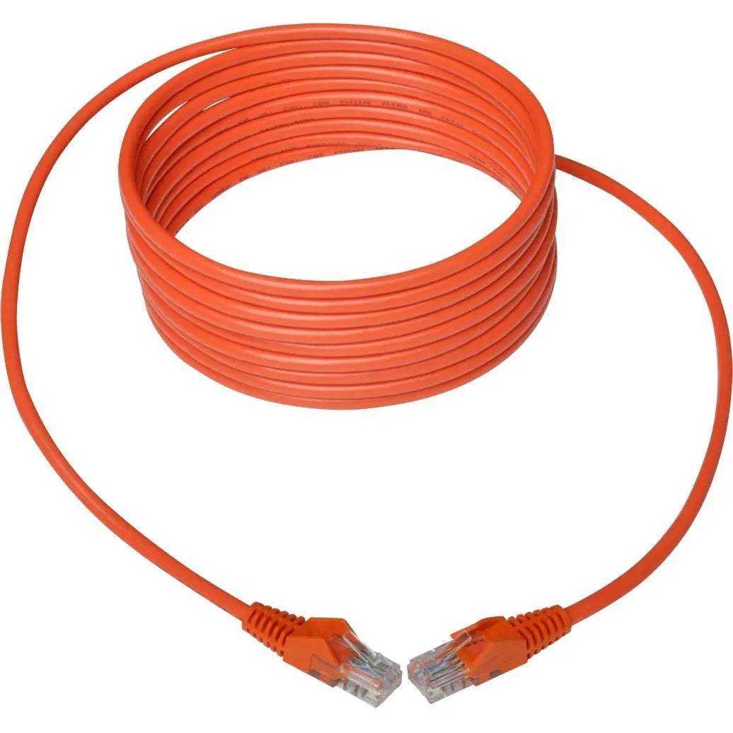 EATON Tripp Lite 14ft Cat5 Cat5e Snagless Molded Patch Cable UTP Orange RJ45 M/M 14' - Category 5e for Network Device, Router, Switch, Printer, Server - 128 MB/s - Patch Cable - 14 ft - 1 x RJ-45 Male Netwo... - N001-014-OR