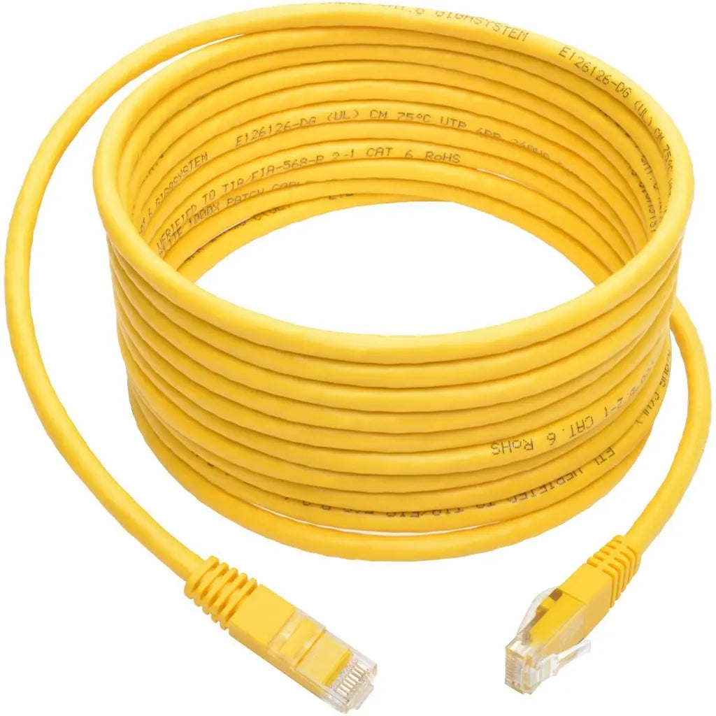 EATON Tripp Lite 15ft Cat6 Gigabit Molded Patch Cable RJ45 MM 550MHz 24AWG Yellow - Category 6 for Network Device, Router, Modem, Blu-ray Player, Printer, Computer - 128 MB/s - Patch Cable - 15 ft - 1 x RJ-... - N200-015-YW
