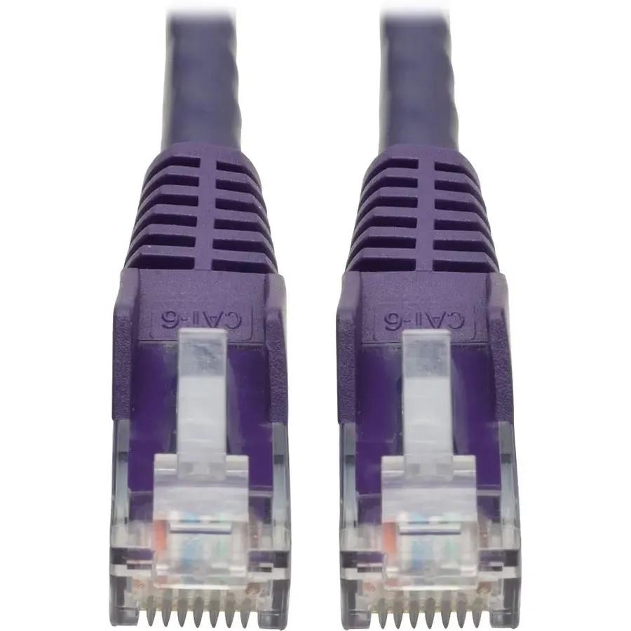 Tripp Lite 15ft Cat6 Snagless Molded Patch Cable UTP Purple RJ45 M/M 15' - Category 6 for Switch, Hub, Network Device, Router, Modem, Server, Network Adapter - 128 MB/s - Patch Cable - 15 ft - 1 x RJ-... - N201-015-PU EATON