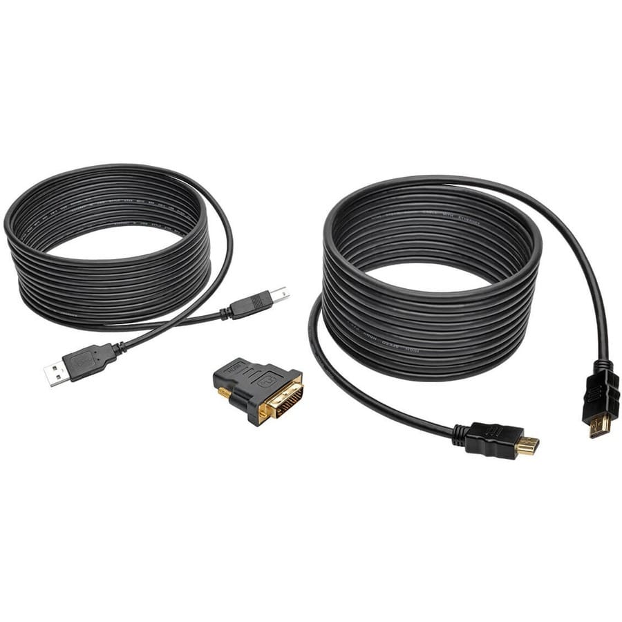 EATON Tripp Lite 15ft HDMI DVI USB KVM Cable Kit USB A/B Keyboard Video Mouse 15' - Black - P782-015-DH