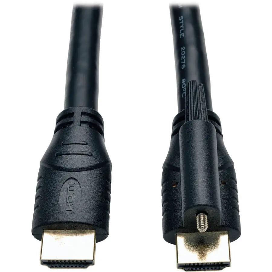 EATON Tripp Lite 15ft High Speed HDMI Cable with Ethernet and Locking Connector Ultra HD 4K x 2K M/M 15' - HDMI for Audio/Video Device, Monitor, TV - 1.28 GB/s - 15 ft - 1 x HDMI Male Digital Audio/Video - - P569-015-LOCK