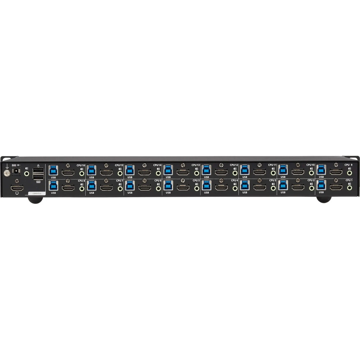 EATON Tripp Lite 16-Port 4K HDMI/USB KVM Switch - 4K 60 Hz Video/Audio, USB Peripheral Sharing, 1U Rack-Mount - 16 Computer(s) - 1 Local User(s) - 4096 x 2160 - 50 Hz, 60 Hz - 20 x USB - 17 x HDMI - Rack-mountable, Desktop - 1U - TAA Compliant